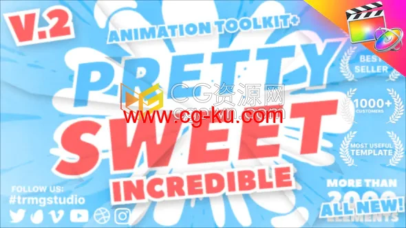 Pretty Sweet V2 FCPX插件606卡通MG图形动画LOGO标题字幕转场背景的图片1