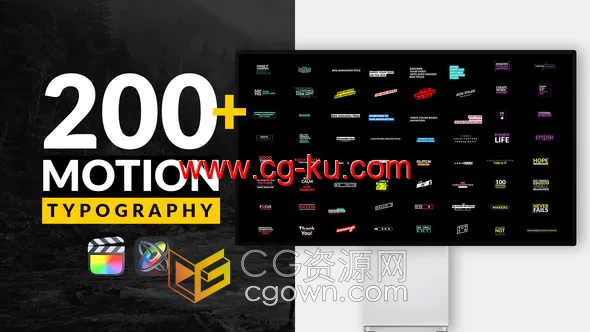 Motion Typography FCPX插件200+种文字标题视频字幕条动画的图片1
