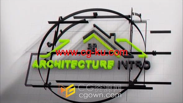 现代建筑图纸立体线条绘制动画标志LOGO展示PR模板的图片1
