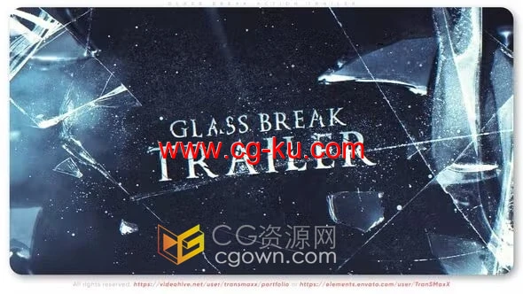 AE模板-史诗碎玻璃风格动作电影预告片玻璃破碎战争片宣传片的图片1