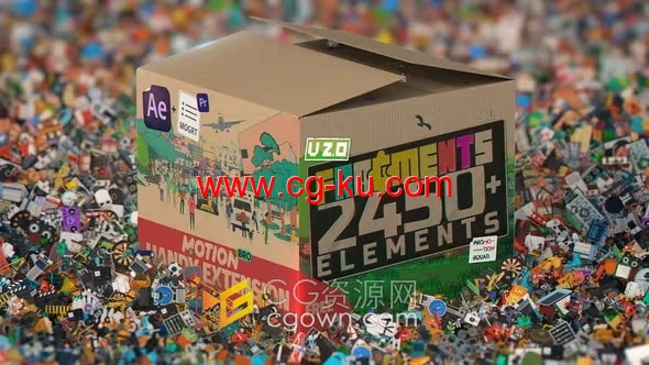 更新V2.0版Fragments 2450+2D卡通动画MG图形元素预设包-AE与PR模板的图片1