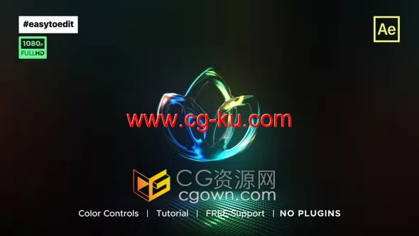 彩色光效脉冲LOGO动画视频片头制作-AE模板的图片1
