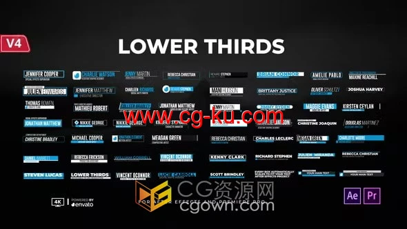 4K分辨率更新V4+150组简约字幕条文字标题设计动画AE与PR模板的图片1