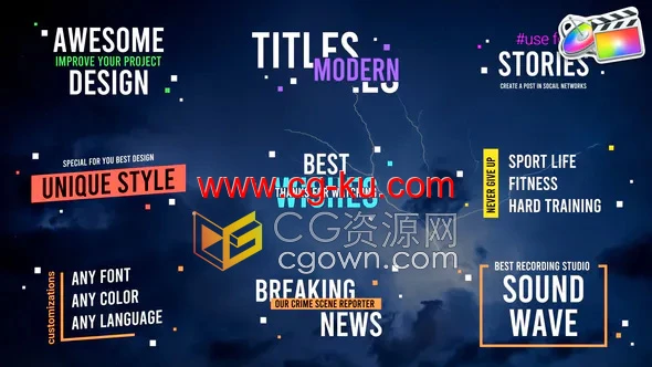 Modern Titles FCPX插件9组现代社交媒体视频字幕文字标题动画的图片1