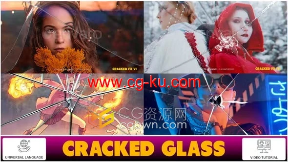 AE模板-破碎图像镜头碎玻璃元素玻璃裂纹照片视频Cracked Glass的图片1