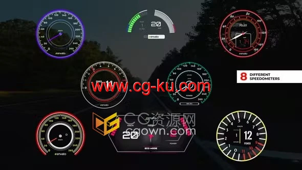 AE模板-汽车加速仪表盘车速表里程表仪表板的图片1