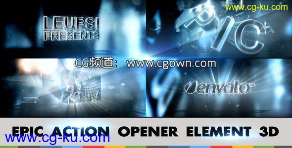 E3D插件制作三维片头Videohive Epic Action Opener Element 3D AE模板的图片1