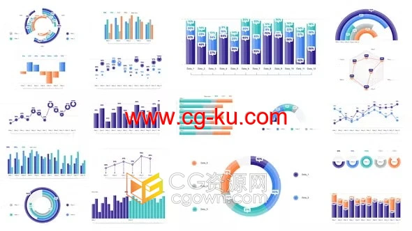 人口统计创意设计彩色图形业务信息图表动画-AE模板的图片1
