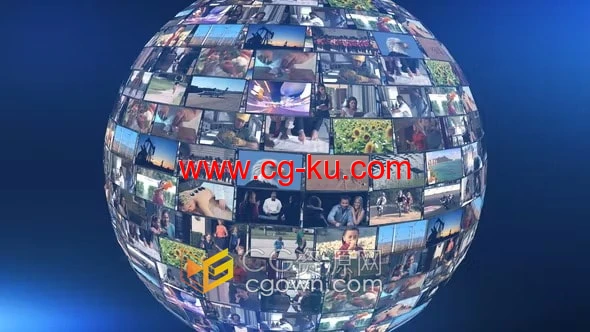 AE模板-多个视频屏幕球形视频墙Spherical Video Wall Intro Pack的图片1