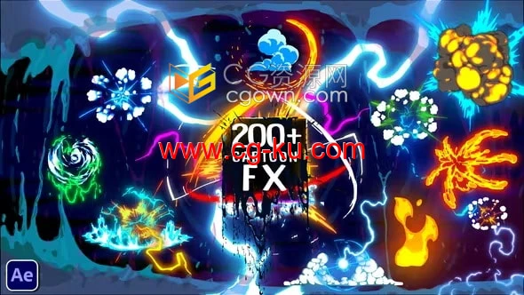 220 Cartoon FX AE模板卡通涂鸦电流能量火焰液体烟雾爆炸MG动画的图片1