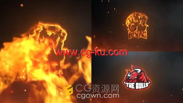 AE模板-史诗般火焰燃烧余烬粒子动画标志揭示的图片1