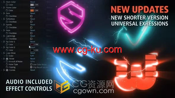 AE模板-抽象电影风格动画闪电光线火花反射效果元素LOGO片头的图片1