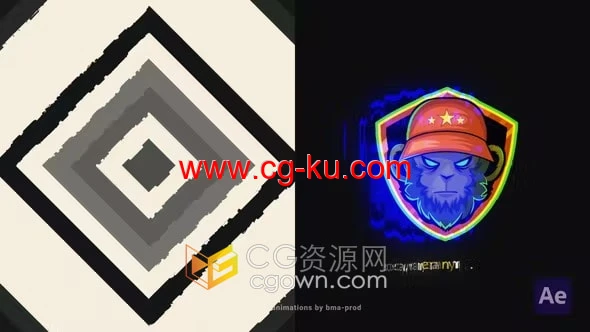 AE模板-迷幻线条万花筒效果跺脚标志动画的图片1