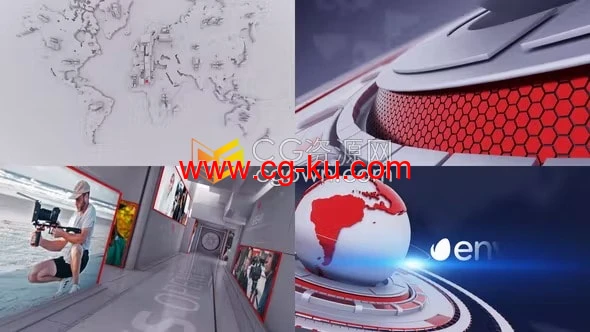 3D渲染地球动态图形场景动画新闻开场视频片头News Opener AE模板的图片1