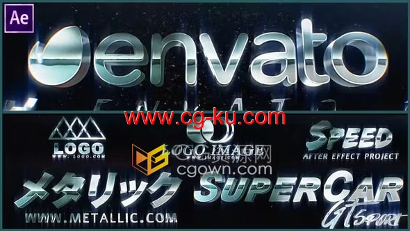 4K分辨率视频片头AE模板金属铬LOGO标题动画效果的图片1