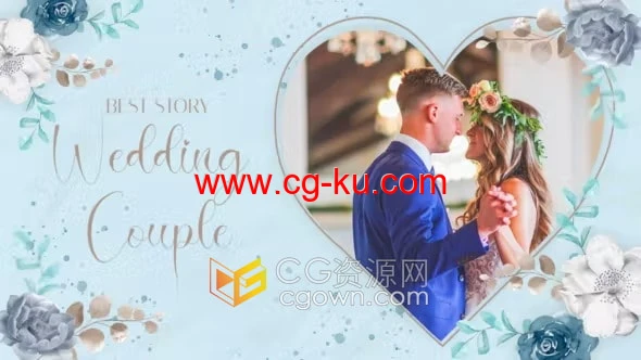 AE模板-浪漫婚礼幻灯片简约大气心形动画婚庆宴会视频相册的图片1