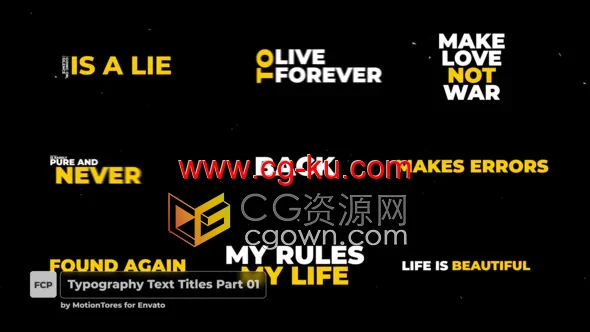 Typography Text Titles FCPX插件文字排版标题动画字幕4K分辨率的图片1