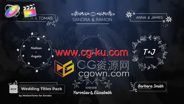 Wedding Titles FCPX插件34组婚礼视频介绍标题字幕动画的图片1