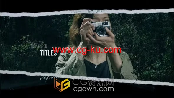 AE模板-撕纸效果艺术广告现代时尚杂志海报Torn Paper Film Titles的图片1