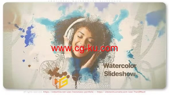 柔软滴墨效果素描水彩画风格甜蜜回忆浪漫相册AE视频模板的图片1