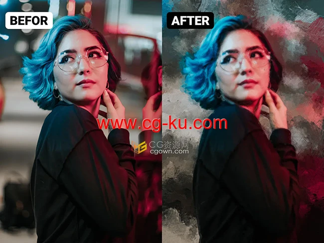 照片转成油画笔效果风格PS动作Photoshop Actions的图片1
