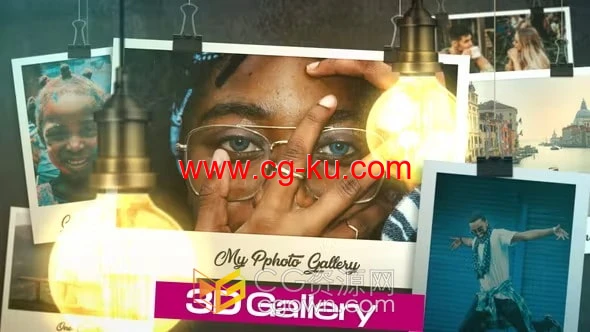 3D Photo Slideshow AE模板闪耀悬浮照片动画视频相册的图片1