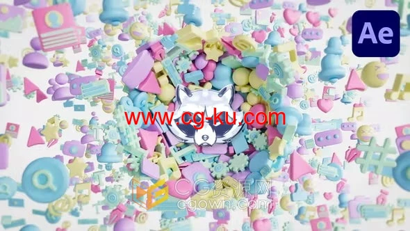 社交媒体3D图标动画制作LOGO宣传视频片头AE模板的图片1