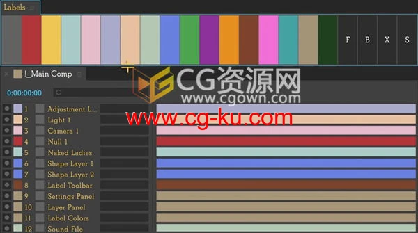 AE脚本Labels V4.0批量管理图层标签颜色工具的图片1