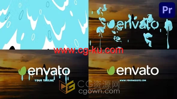 卡通海浪飞溅水流动图形动画LOGO视频片头PR模板下载的图片1
