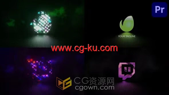 酷炫方形故障高科技风格LOGO视频片头动画PR模板下载的图片1
