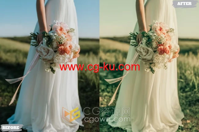 7组淡黄色婚礼照片调色LR预设Lightroom Presets的图片1