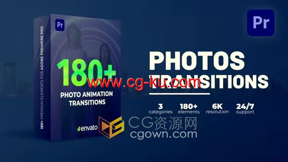 Transitions Photo Animation PR模板180种视频转场预设多图片重叠过渡的图片1
