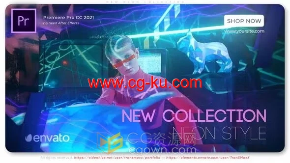 新服装系列宣传视频时尚活动霓虹风格广告PR模板下载的图片1