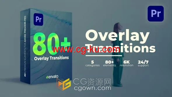 Overlay Transitions PR模板80种图形动画叠加遮罩视频转场效果过渡的图片1