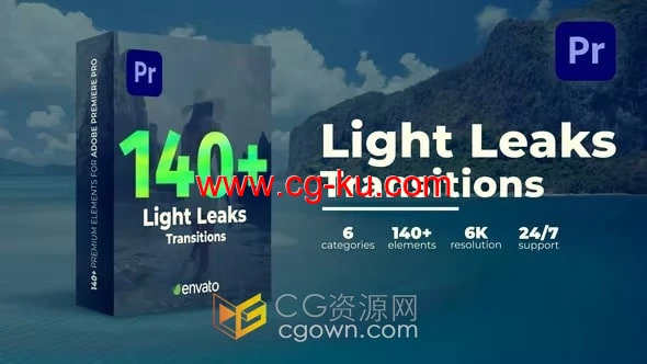 Light Leaks Transitions PR模板140种漏光过渡光效视频转场动画的图片1