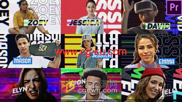 Glitch Freeze Frame PR模板故障冻结帧人物介绍动画视频的图片1