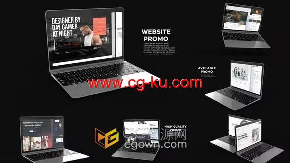 笔记本电脑3D展示网站设计应用程序演示宣传视频AE模板的图片1