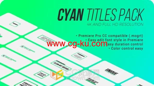 AE与PR模板-绿色边框标题排版文本动画视频宣传字幕标题包的图片1