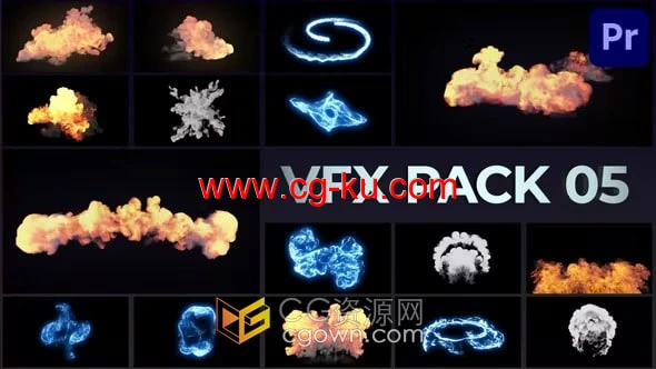 PR模板-爆炸能量火焰薄雾蒸汽粒子逼真元素效果VFX Elements Pack的图片1