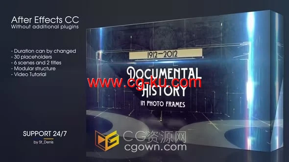 文献史档案纪录片历史图像时间线宣传视频相册AE模板的图片1