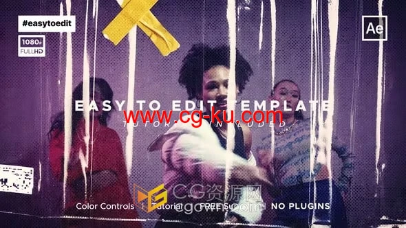 皱巴巴纹理风格动感开场宣传视频片头动画AE模板的图片1