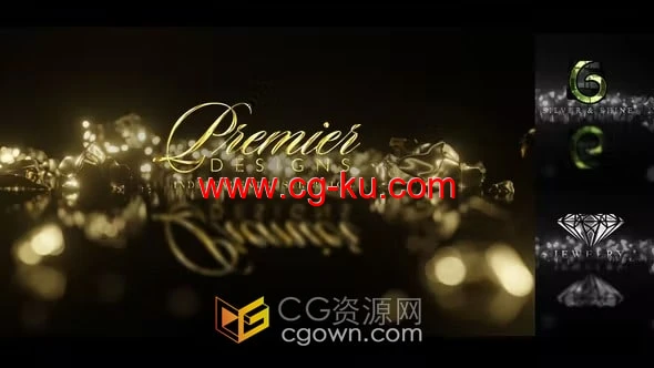 AE模板-金银碎片闪亮奢华光泽时尚钻石珠宝LOGO标志文字动画的图片1
