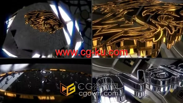 AE模板-3D高光场景金银钻石标志LOGO动画的图片1