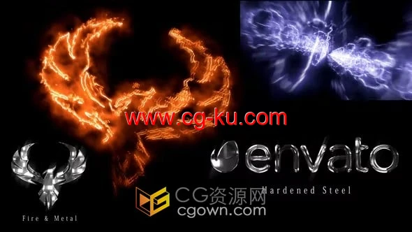 AE模板-炽热的火焰粒子火花金属标志LOGO动画的图片1