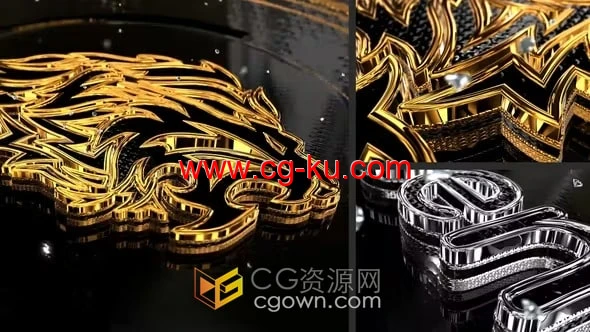 AE模板-围绕金属感标志文字的钻石演绎美丽光芒LOGO动画的图片1