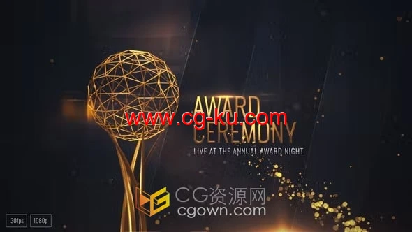 AE模板-金色粒子闪光背景字幕大气颁奖典礼晚会包装的图片1