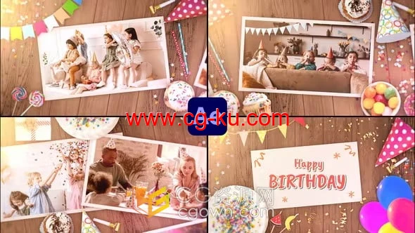 Happy Birthday AE模板生日快乐幻灯片照片动画视频相册的图片1