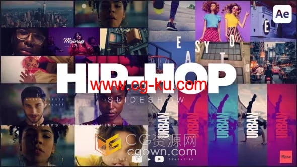 HIp-Hop Slideshow AE模板嘻哈照片幻灯片视频片头的图片1
