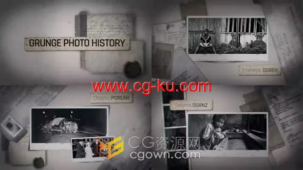Grunge History Photo AE模板历史照片幻灯片视频相册的图片1
