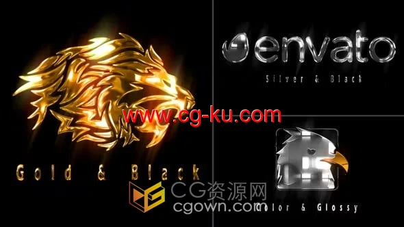 金色或银色金属光泽LOGO演绎动画视频AE模板下载的图片1